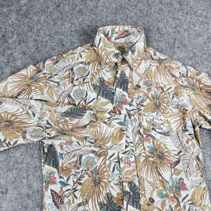 Western Aloha Shirt Men XS White Aloha Hula Pearl Snap Rodeo Cowboy Made USA
